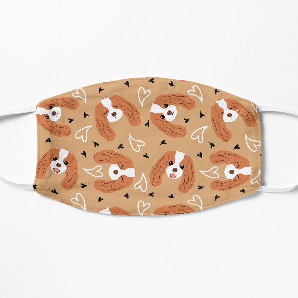Cute Cavalier King Charles Spaniel Emoji Flat Mask