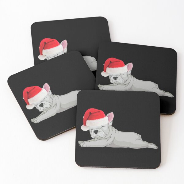 Aperçu de l'œuvre Bouledogue français de Noël Père Noël Frenchie Frenchie crème de Noël Frenchie gris Cadeau créée et vendue par FunShirtDesigns.