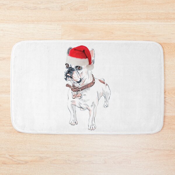 Aperçu de l'œuvre Bouledogue français Noël Santa Frenchie Noël Pied Fawn Frenchie blanc Frenchie cadeau créée et vendue par FunShirtDesigns.