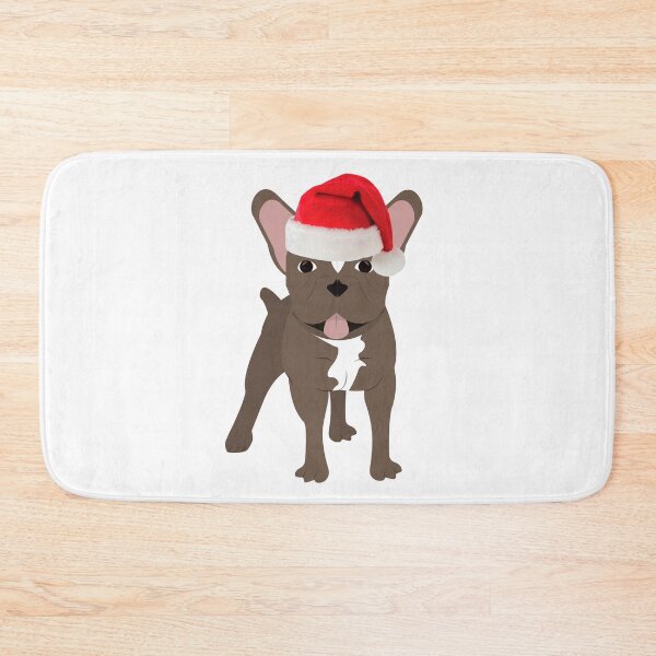 Aperçu de l'œuvre Bouledogue français Noël, Noël de Santa Frenchie, cadeau de Frenchie au chocolat Brindle Lilas Frenchie créée et vendue par FunShirtDesigns.
