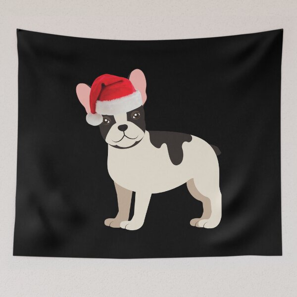 Aperçu de l'œuvre Bouledogue français Noël Santa Frenchie Noël Pied Frenchie cadeau Frenchie noir et blanc créée et vendue par FunShirtDesigns.