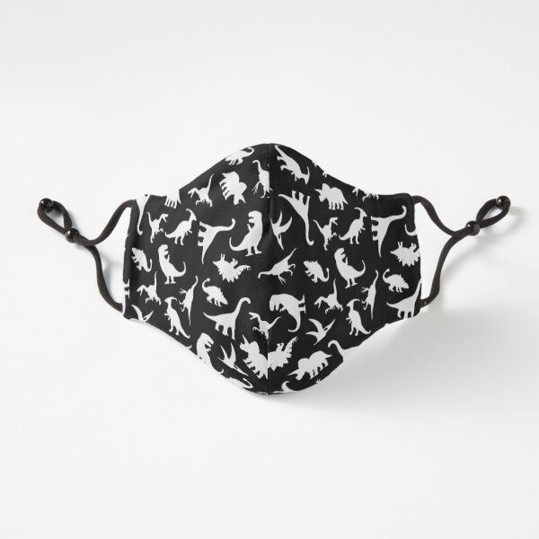 Fun Dinosaur Pattern (White on Black) Fitted 3-Layer