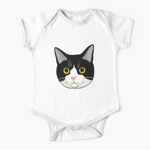 Cute Tuxedo Cat Short Sleeve Baby One-Piece