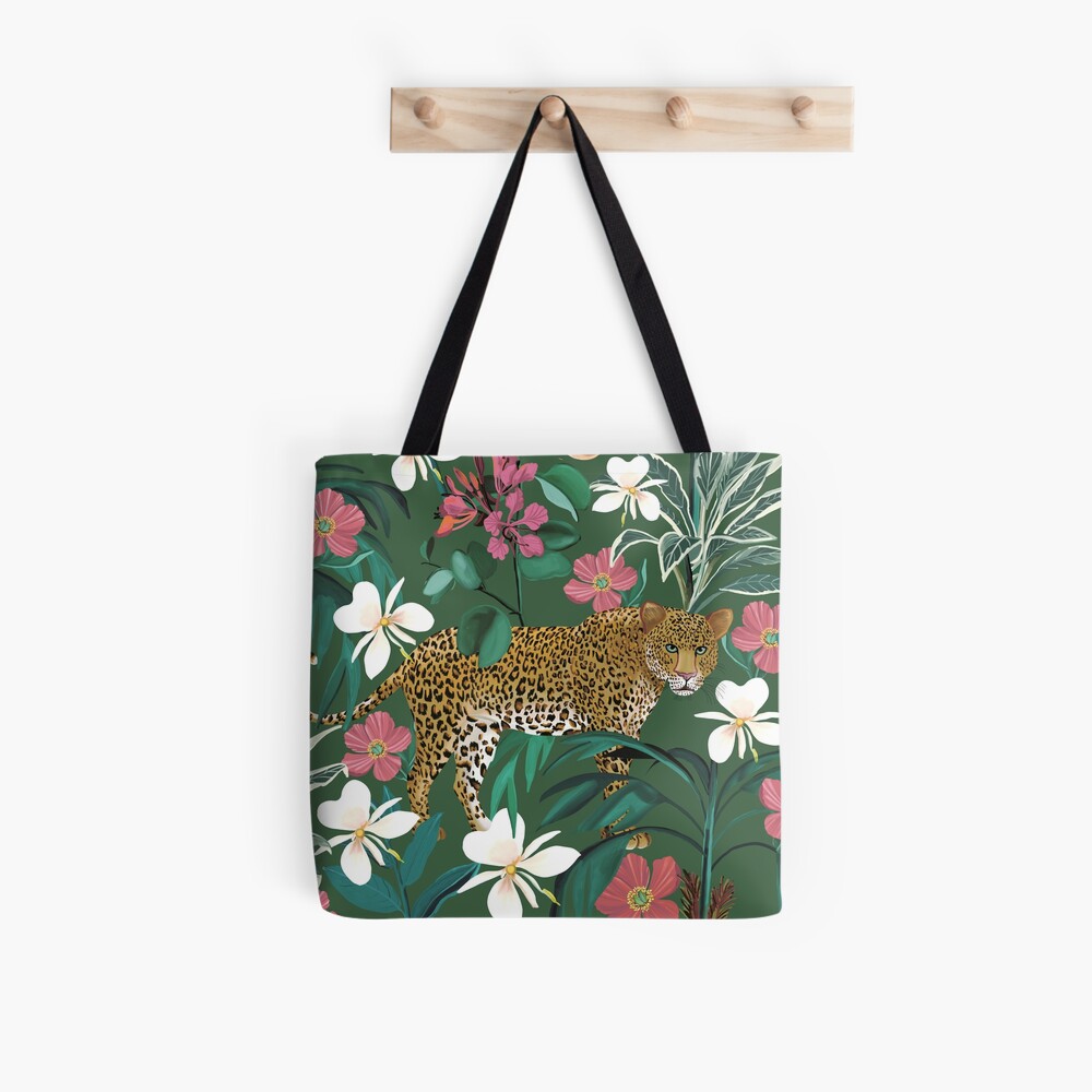 Green Jungle Leopard Tote Bag