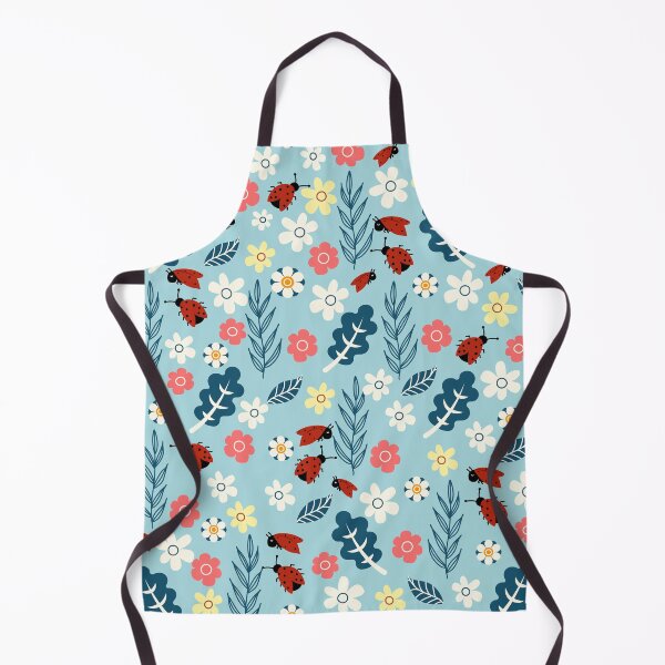 Item preview, Spring meadow in bloom with ladybirds on blue background designed and sold by Arch4Design.