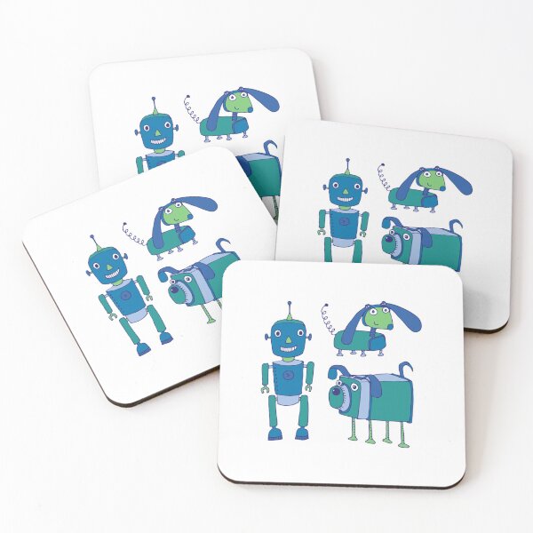 Artikelvorschau, Netter Retro-Roboterentwurf des Roboterroboter-Freundes in Blau und Grün entworfen und verkauft von GiteLois.
