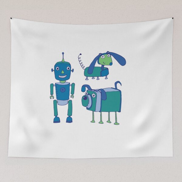 Artikelvorschau, Netter Retro-Roboterentwurf des Roboterroboter-Freundes in Blau und Grün entworfen und verkauft von GiteLois.