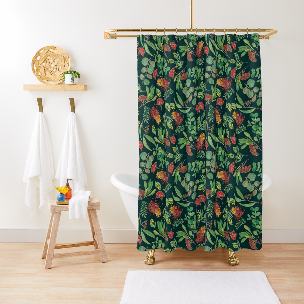 "Australian Botanical Flowers and Foliage Eucalyptus Green" Shower