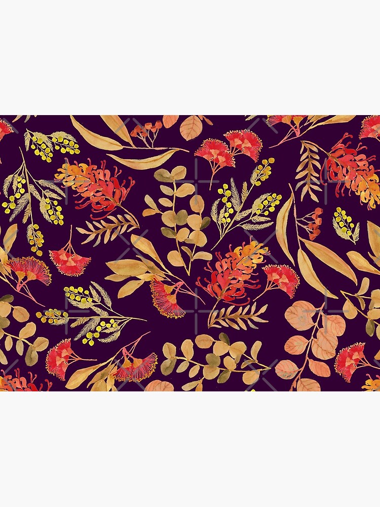 Australian Botanical Flowers and Foliage Golden Purple by ceciliamok