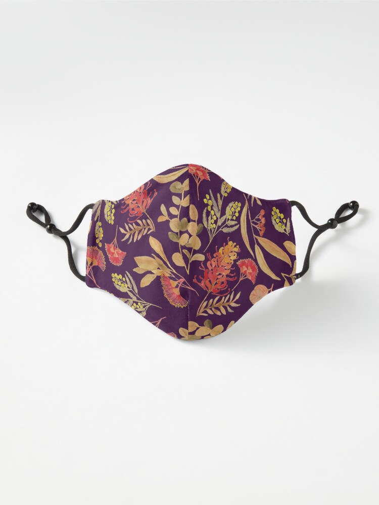 Alternate view of Australian Botanical Flowers and Foliage Golden Purple Mask
