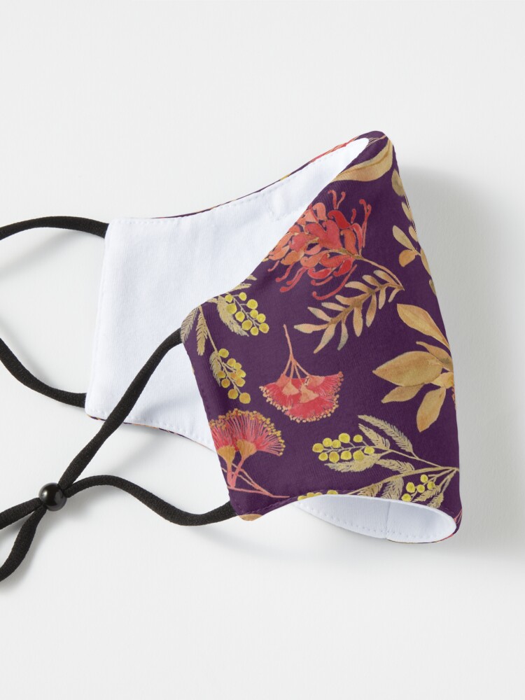 Alternate view of Australian Botanical Flowers and Foliage Golden Purple Mask