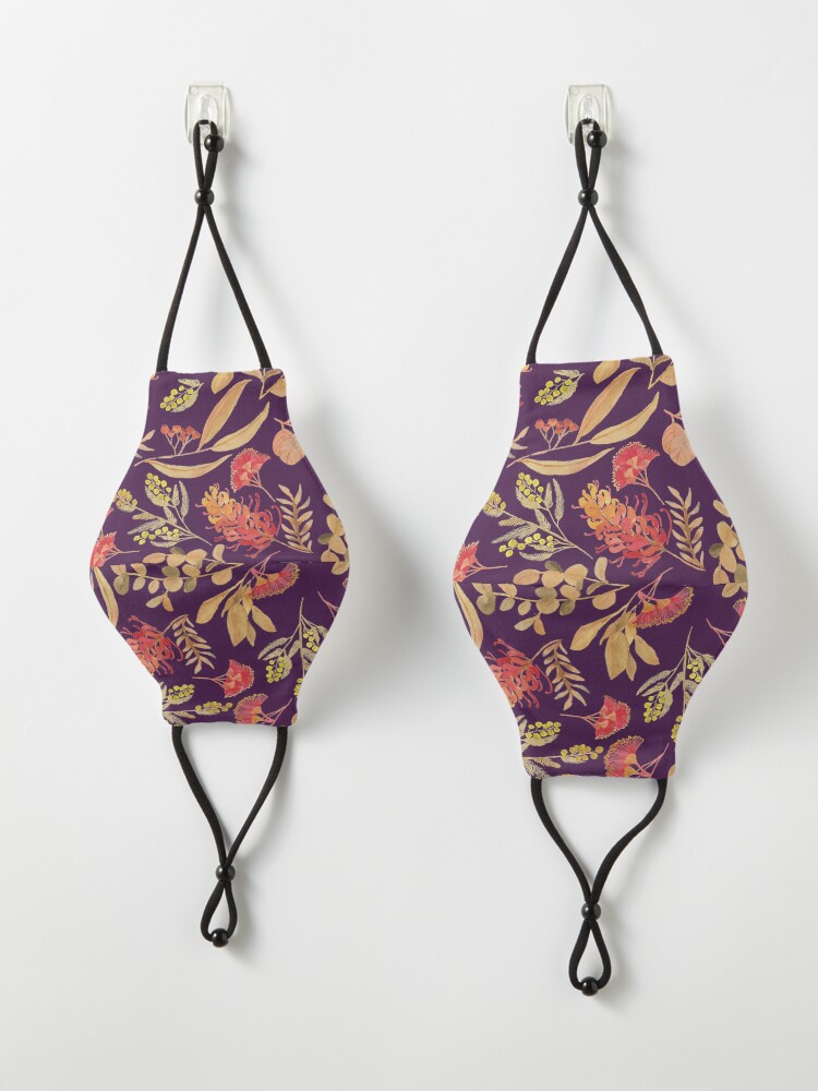 Alternate view of Australian Botanical Flowers and Foliage Golden Purple Mask