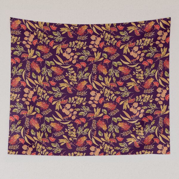 Item preview, Australian Botanical Flowers and Foliage Golden Purple designed and sold by Cecilia Mok.