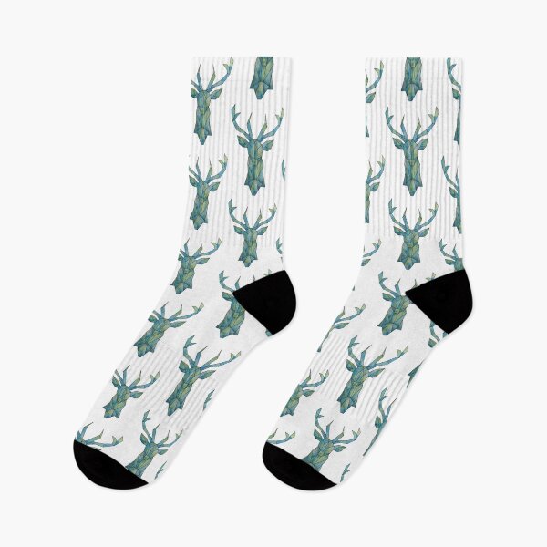 Item preview, Geometric Reindeer green and blue watercolor painted  designed and sold by CarolFreire.