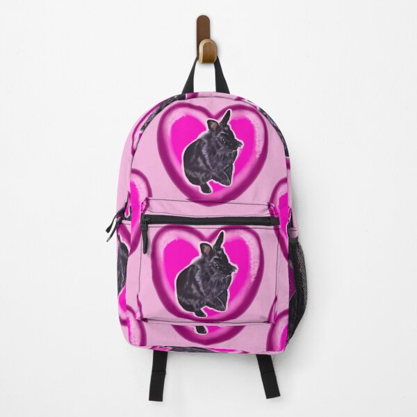 Item preview, Rabbit - lionhead rabbit in a pink love heart- bunny rabbit cute ebony black bunny rabbit designed and sold by Artonmytee.