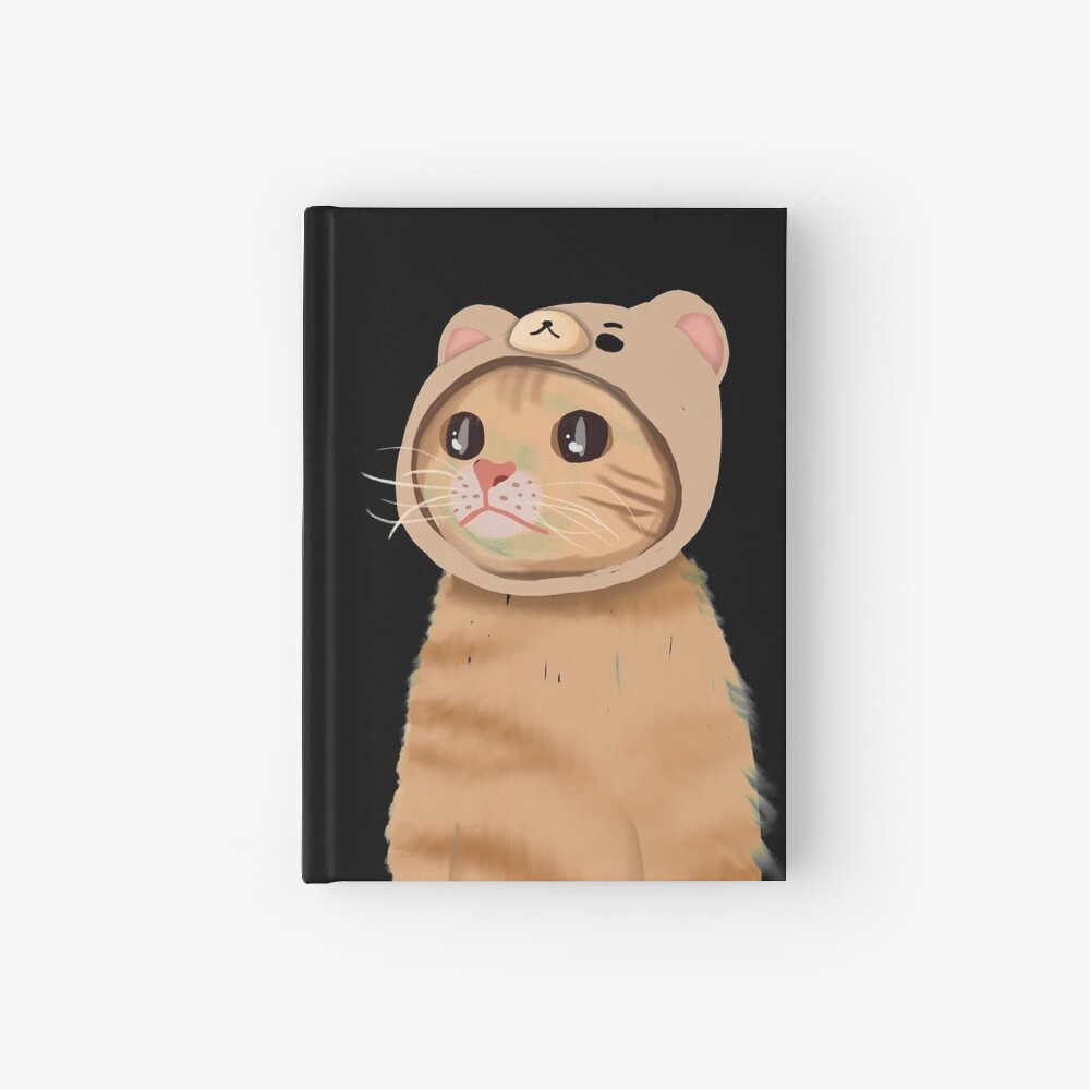 Sticker Dessin Anime Mignon Chat Orange Kitty Avec Un Chapeau A Capuche Ours Par Therainbowroom Redbubble