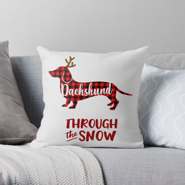 Dachshund through the snow hot sale pillow