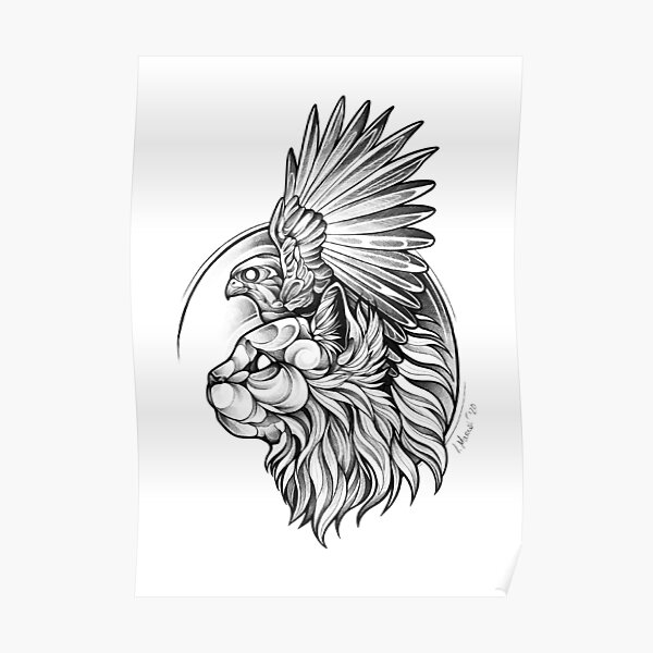 Blackwork - Hawk Cat Poster