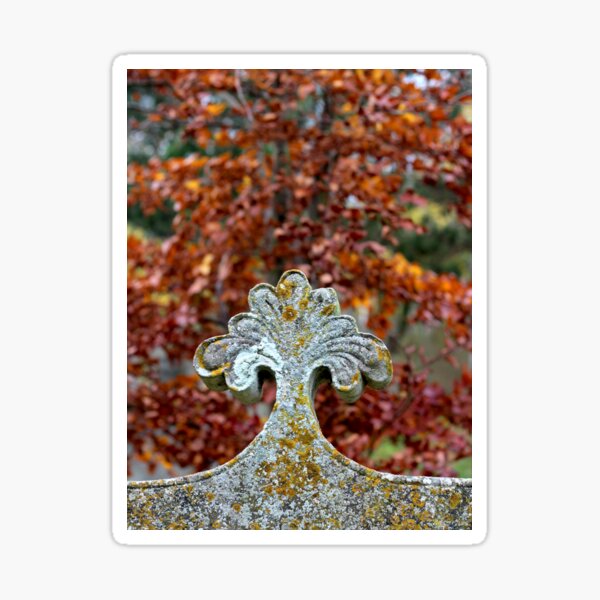 Autumn graveyard leaves and stone Sticker
