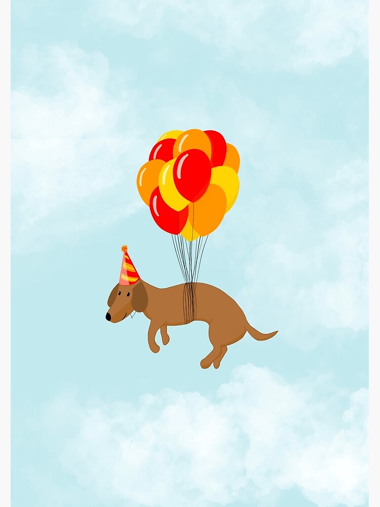 mignonne anniversaire teckel saucisse chien avec des ballons