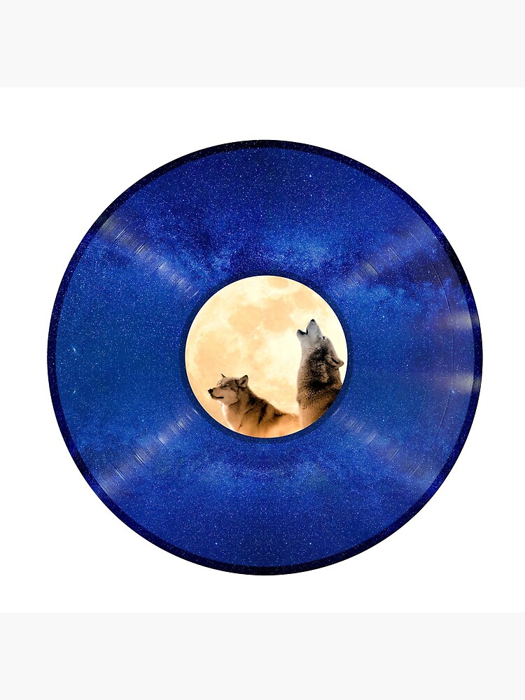 "Wolves howling at the moon on vinyl record" Poster for Sale by