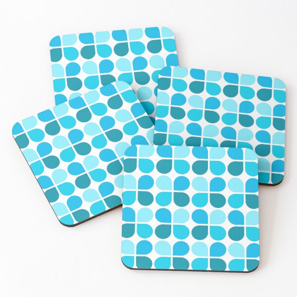 Item preview, Cyan geometric shapes in repeated pattern designed and sold by acidmit.