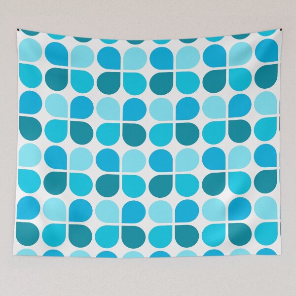 Item preview, Cyan geometric shapes in repeated pattern designed and sold by acidmit.