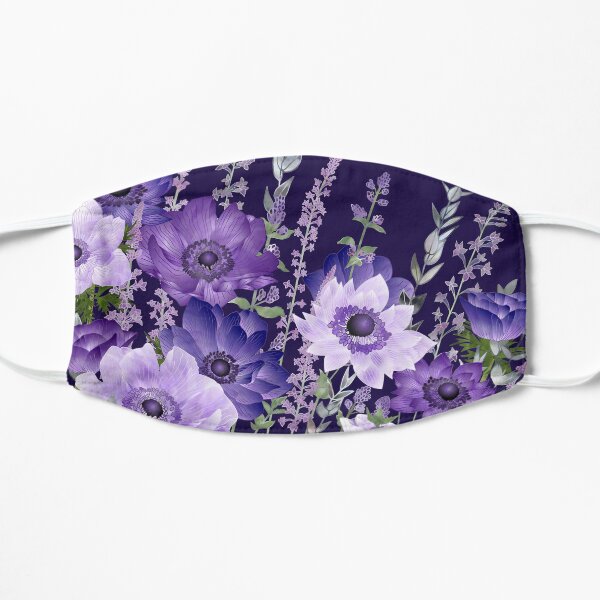 Purple Anemones & Catmint Flowers Flat Mask