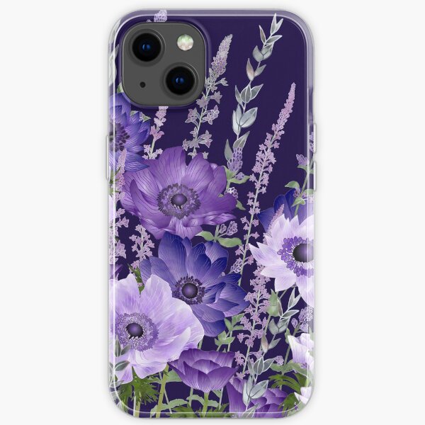 Purple Anemones & Catmint Flowers iPhone Soft Case