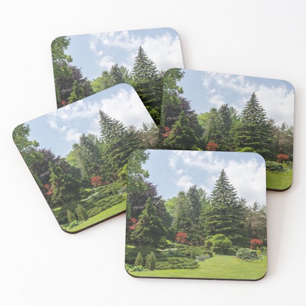 Item preview, Incongruous - Three Bold Red Japanese Maples Among the Spring Greens designed and sold by Georgia Mizuleva.