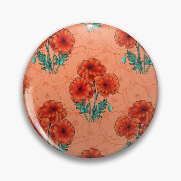 Item preview, Poppy bouquets on orange background designed and sold by Katine-Art.
