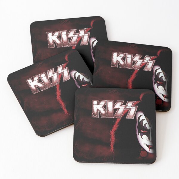 Moody Demon of Kiss The Band Banner Coasters (Set of 4)