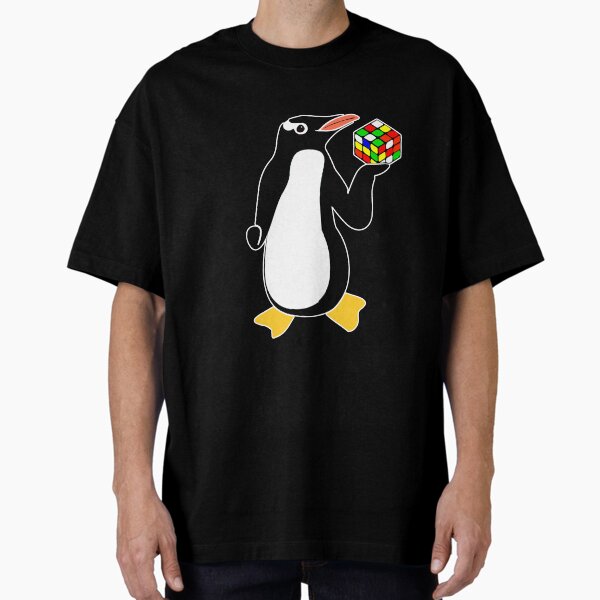 Vista previa del artículo con la obra «Pingüino con cubo de rubik», diseñado y vendido por Revolutionized.