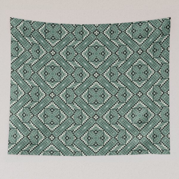 Item preview, Kilim Rug design Print of Oriental Persian pattern green designed and sold by ZenArt-Fern.