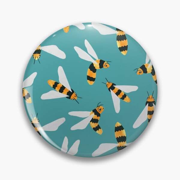 Item preview, Friendly Gouache Bees on Teal - Scandi designed and sold by TigaTiga.