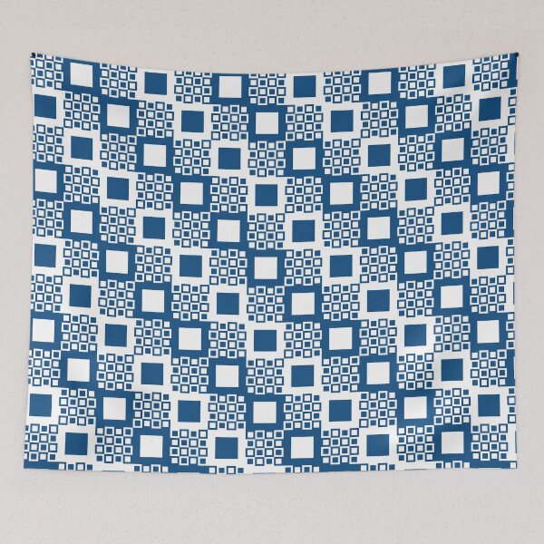 Item preview, Checkered tiles in a minimal pattern in classic blue designed and sold by acidmit.