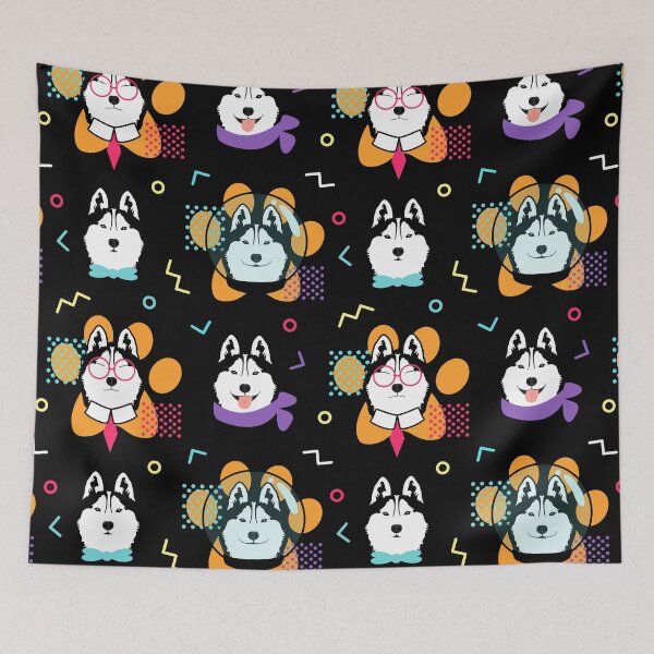 Item preview, Siberian Husky in Memphis Style designed and sold by Lulupainting.