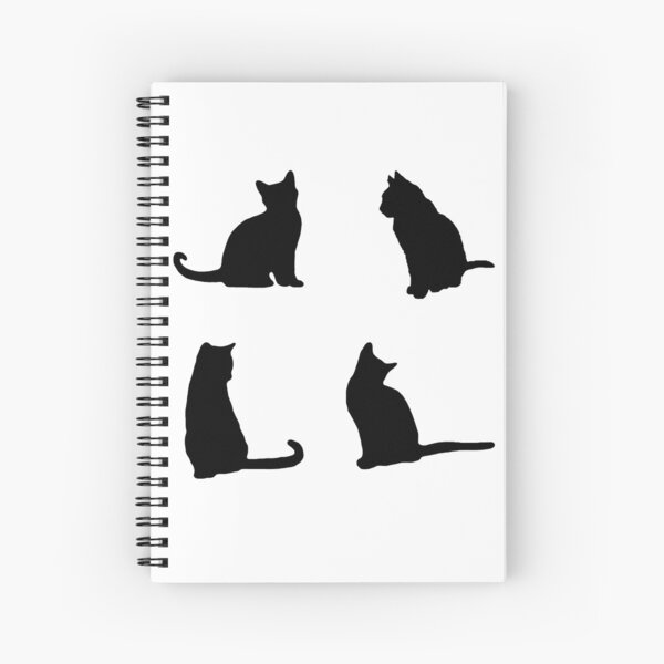 Cahier A Spirale Silhouette De Chat Assis Noir Et Blanc Par Kiraxen Redbubble