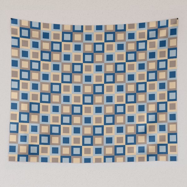 Item preview, Minimal ornament with checkered tiles in classic blue color palette variation designed and sold by acidmit.