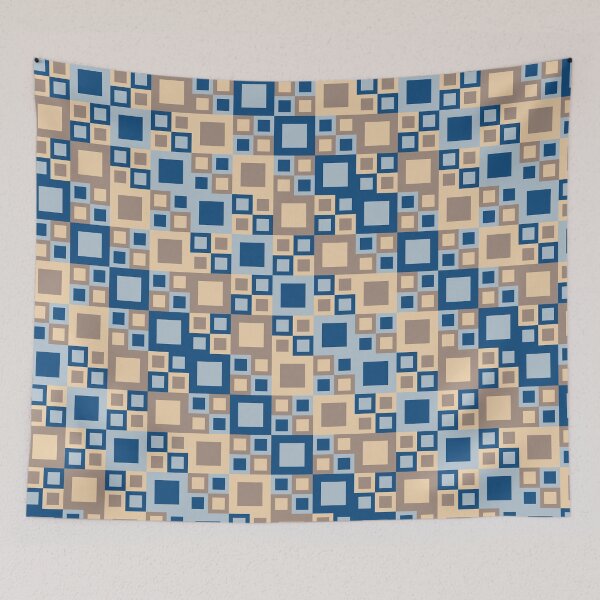 Item preview, Simple ornament with checkered tiles in classic blue color palette variations designed and sold by acidmit.