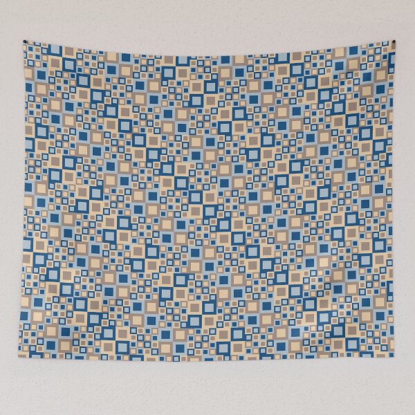 Item preview, Checkered tiles in a simple ornament in classic blue color palette variations designed and sold by acidmit.