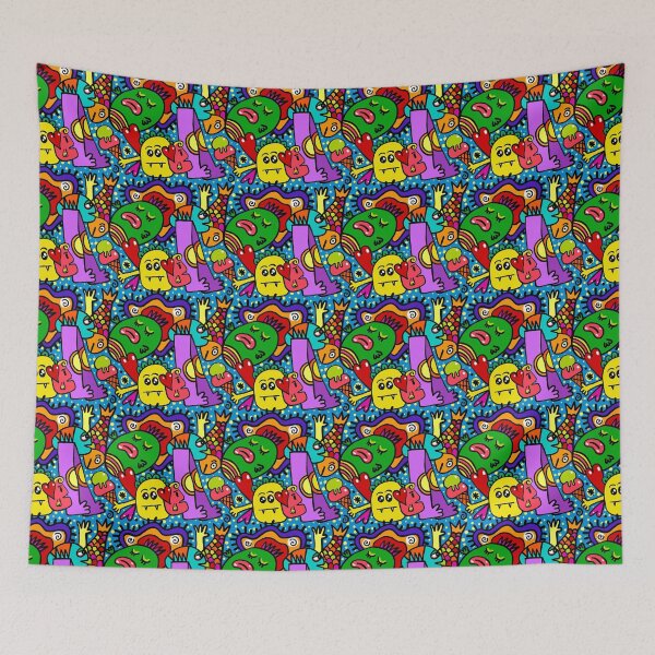 Item preview, Monster Doodle Pattern Print Art Design designed and sold by Spot Sweet.