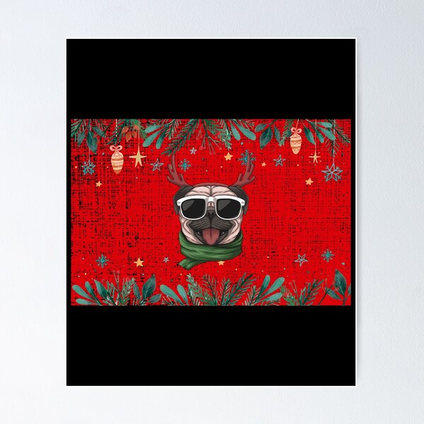 Item preview, Christmas Pug, Grunge Pattern  designed and sold by mdnrsakib.