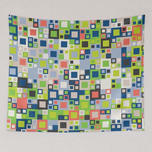 Item preview, Abstract mosaic with checkered tiles in random classic blue color palette variation designed and sold by acidmit.