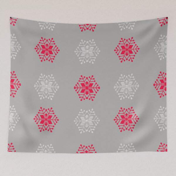 Item preview, Red and White Snowflakes on Gray Scandi designed and sold by AlteredAtelier.