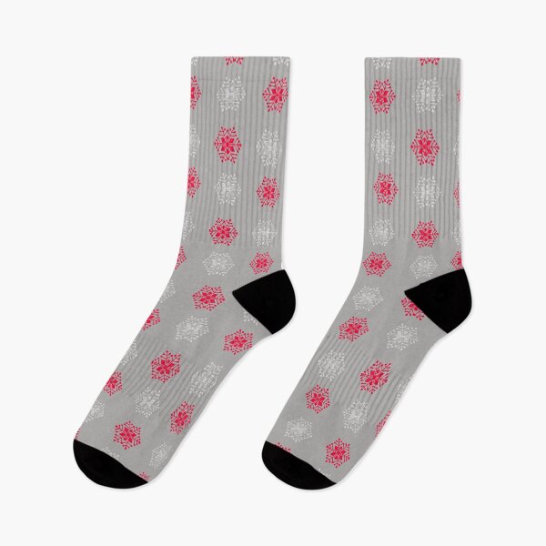 Item preview, Red and White Snowflakes on Gray Scandi designed and sold by AlteredAtelier.