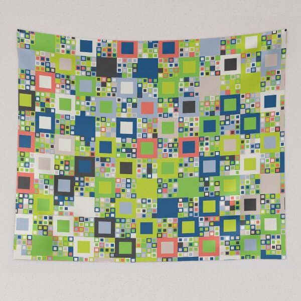 Item preview, Checkered tiles in an abstract mosaic in random classic blue color palette variations designed and sold by acidmit.