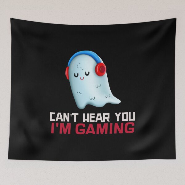 Item preview, Can't Hear You I'm Gaming Funny Gamer Ghost Headphones designed and sold by jacks-tees.