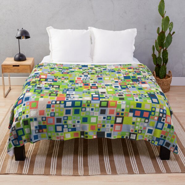 Item preview, Checkered tiles in an abstract mosaic in classic blue color palette variations designed and sold by acidmit.