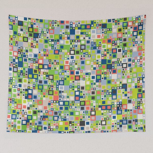 Item preview, Checkered tiles in an abstract mosaic in classic blue color palette variations designed and sold by acidmit.